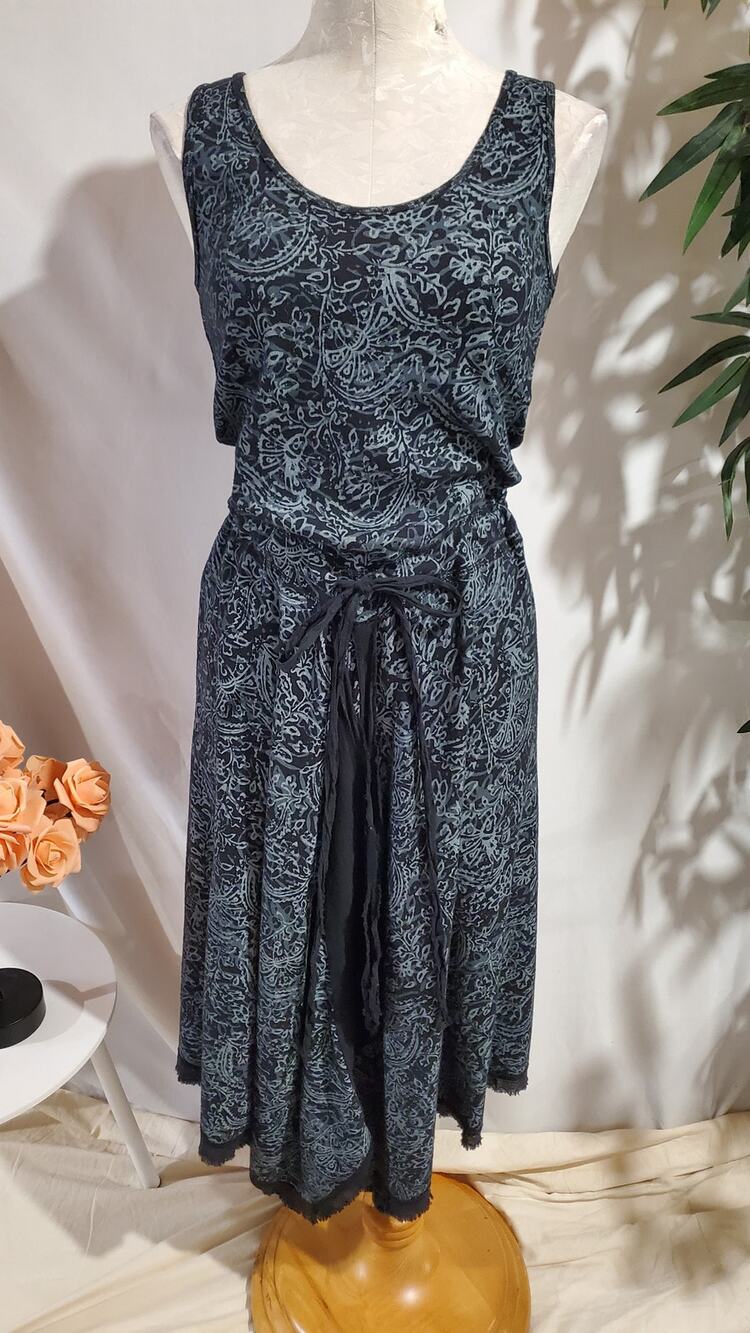 Fresh Produce Paisley Uneven Raw Hem Midi Dress Sz M Boho Hippie Fairy Festival